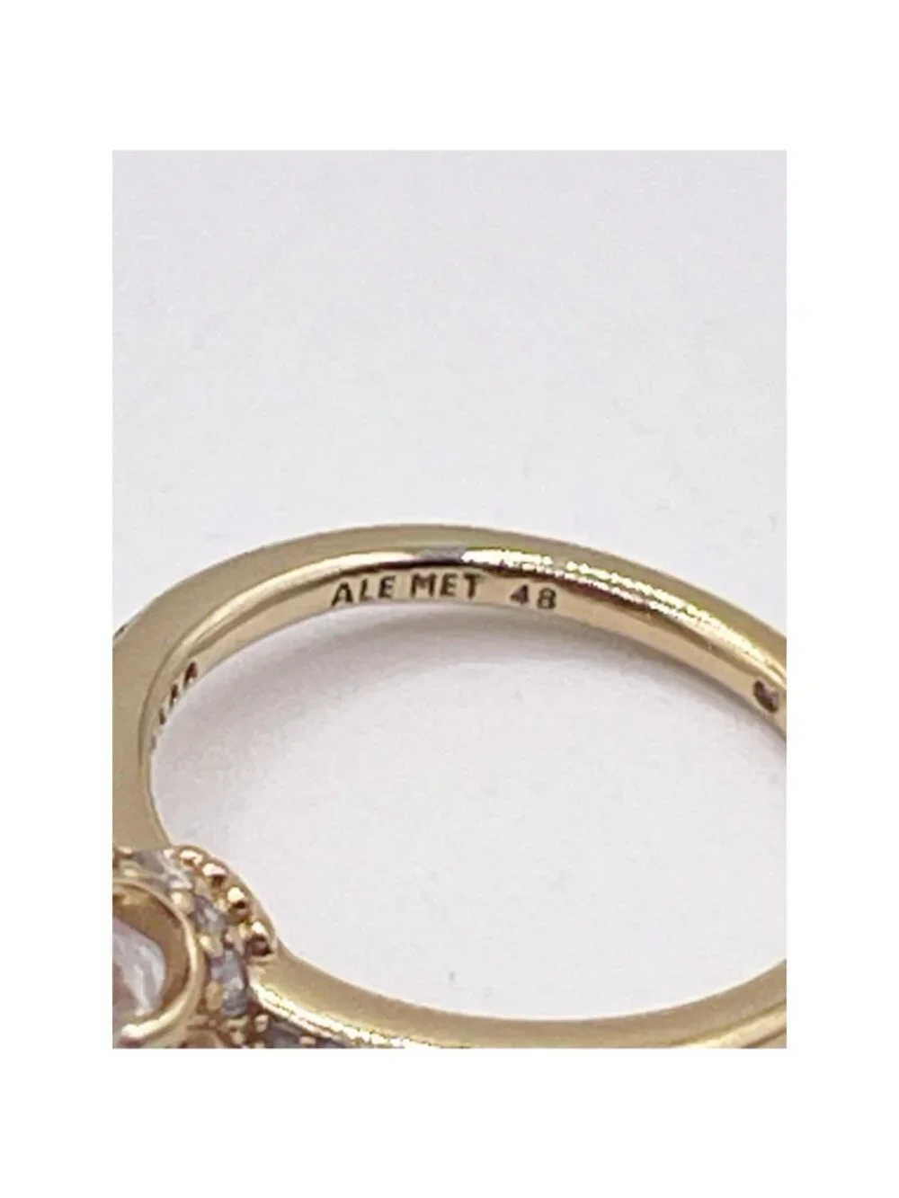 Pandora Clear Sparkling Crown Solitaire Ring Gold Plating Size 4.75